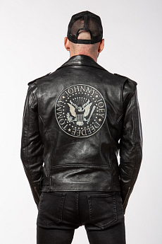 Pánský černý kožený křivák Ramones 2