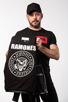 Pánský černý kožený křivák Ramones 2