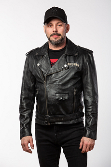 Pánský černý kožený křivák Ramones 2