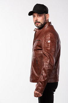 Hnědá pánská kožená bunda GBDERRY