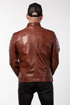 Hnědá pánská kožená bunda GBDERRY
