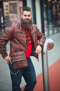 Hnědá pánská kožená bunda GBDERRY