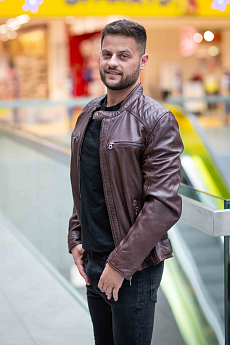 Kaštanově hnědá pánská kožená bunda GMChard