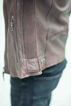 Kaštanově hnědá pánská kožená bunda GMChard