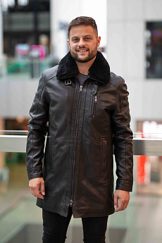 Pánský černý kožený kabát DMRevilio 