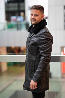 Pánský černý kožený kabát DMRevilio 