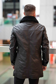 Pánský černý kožený kabát DMRevilio 