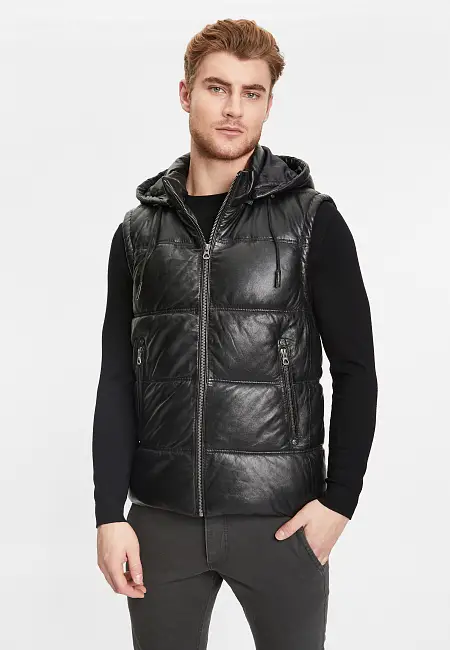 Pánská kožená červená vesta