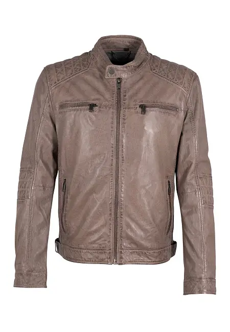 Pánská šedá kožená bunda 