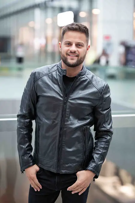 Černá kožená pánská bunda G2Mshiru