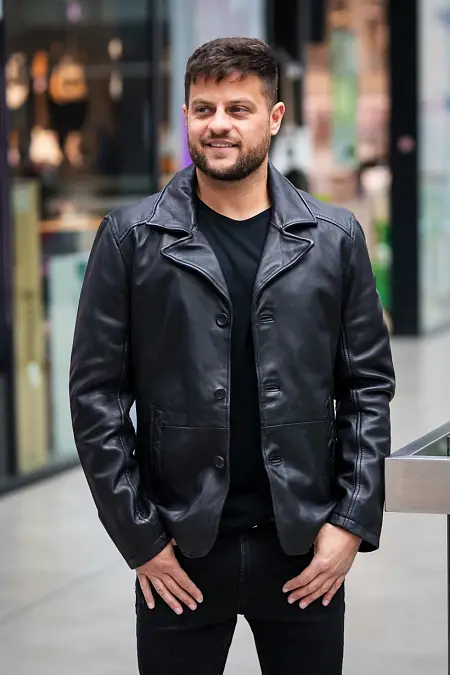 Černé kožené sako DMJaryk DB