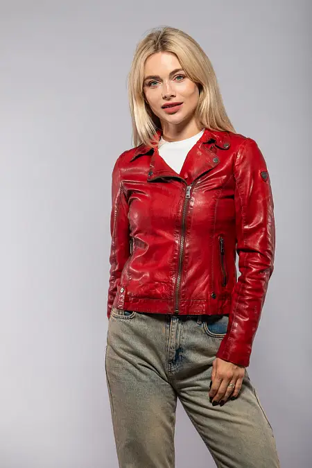 Dámský cervený koženy krivak