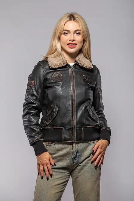 Černá kožená pilotka