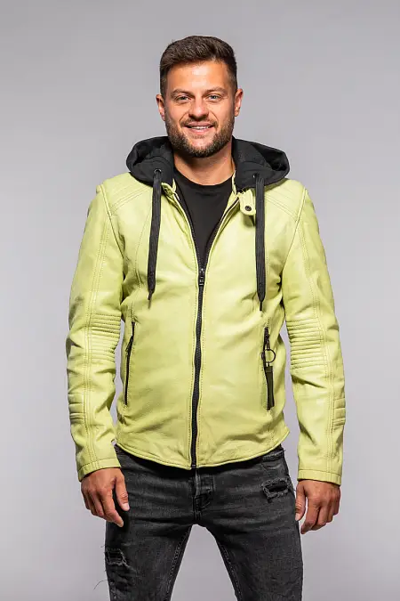 Pánská žlutá kožená bunda