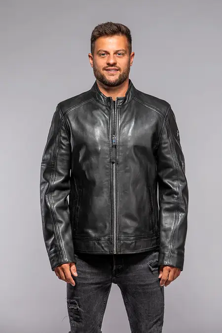 Pánská černá kožená bunda