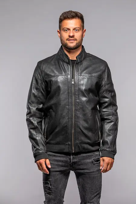 Pánská kožená bunda s uplety
