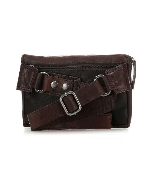 Tmavě hnědá kožená ledvinka SPIKES & SPARROW