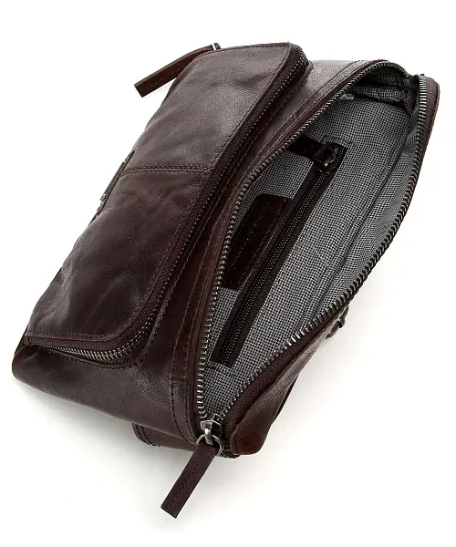 Tmavě hnědá kožená ledvinka SPIKES & SPARROW