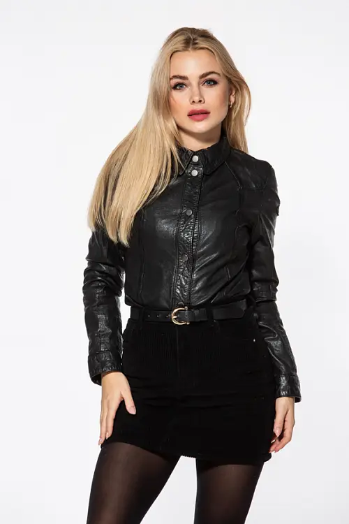 Dámská černá kožená košile GGshirt