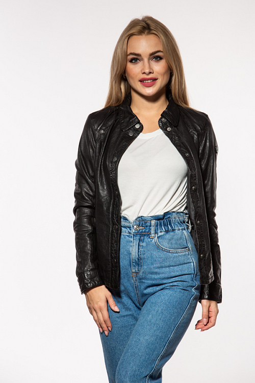 Dámská černá kožená košile GGshirt