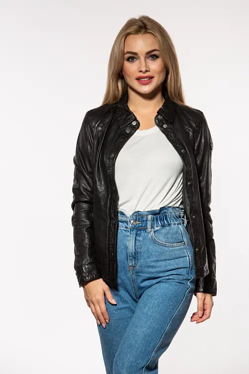 Dámská černá kožená košile GGshirt