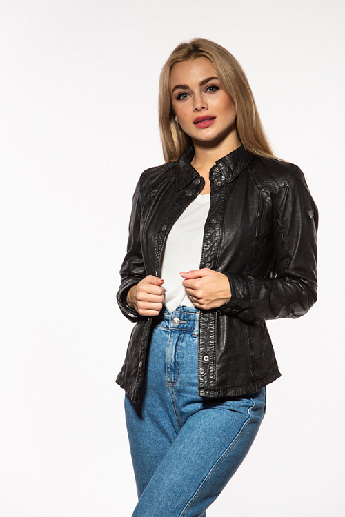 Dámská černá kožená košile GGshirt