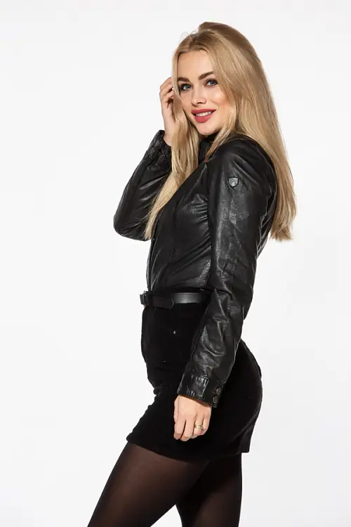 Dámská černá kožená košile GGshirt