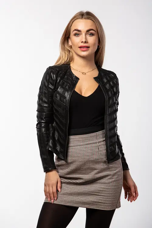 Černá dámská letní kožená bunda MWTSURI DB