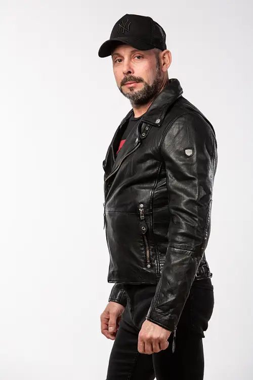 Pánský černý kožený křivák MAXIM