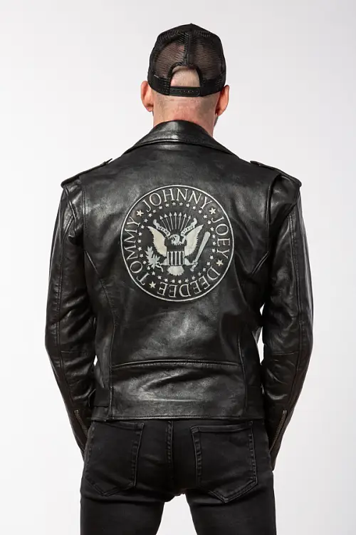 Pánský černý kožený křivák Ramones 2