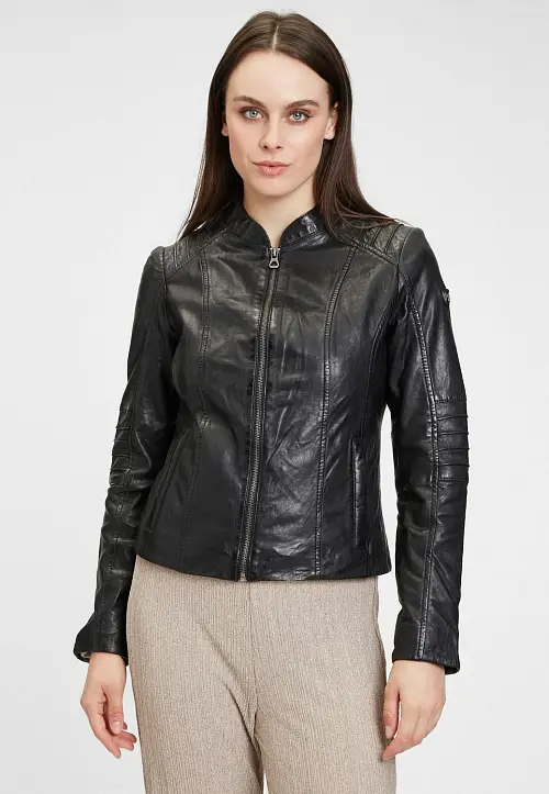 Dámská kožená bunda černá barvy