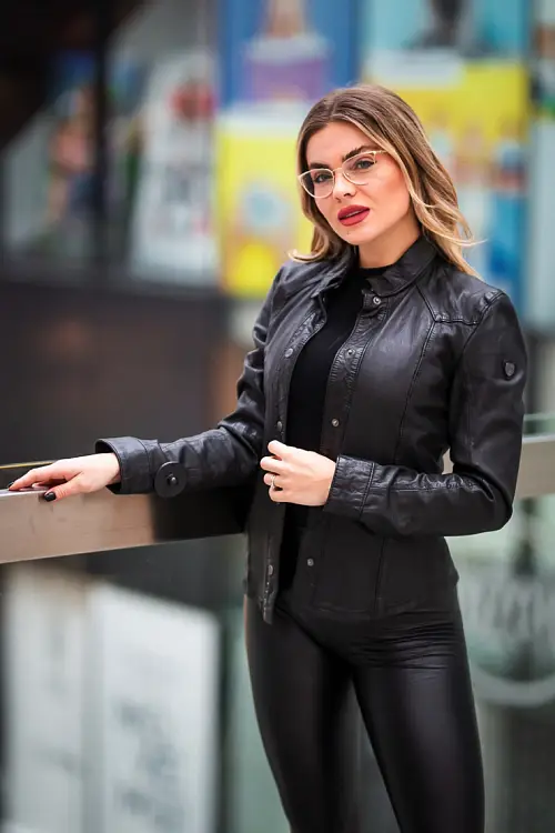 Dámská černá kožená košile GGshirt