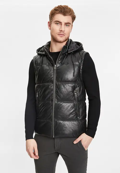 Pánská kožená červená vesta