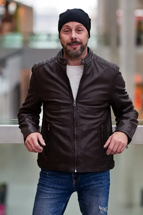 Pánská hnědá kožená bunda