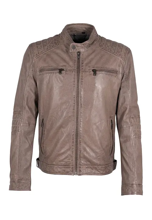 Pánská šedá kožená bunda 