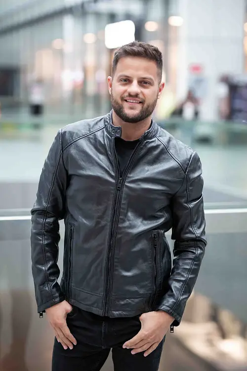 Černá kožená pánská bunda G2Mshiru