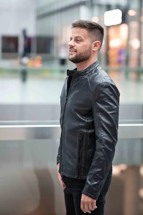 Černá pánská kožená bunda G2MShiru