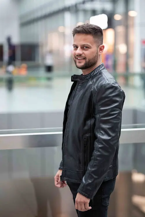 Černá pánská kožená bunda G2MShiru