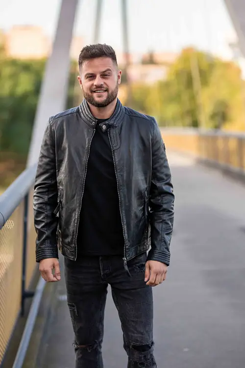 Kožená panská černá bunda