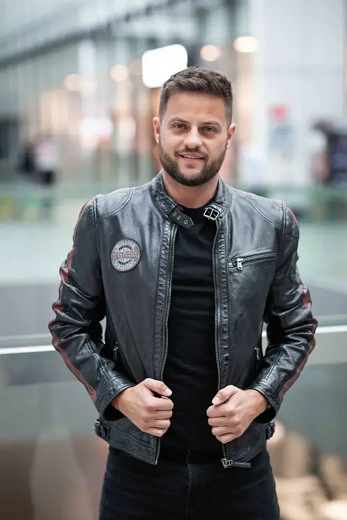 Černá pánská kožená bunda GMRaysam DB