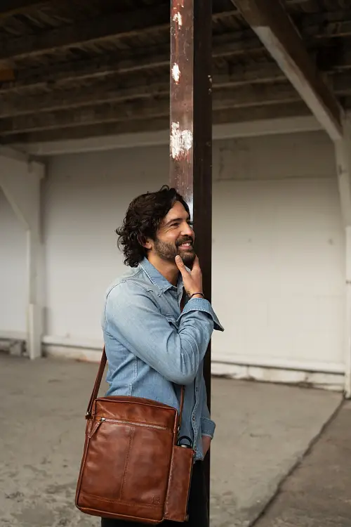 Pánské hnědé velké crossbody SPIKES & SPARROW