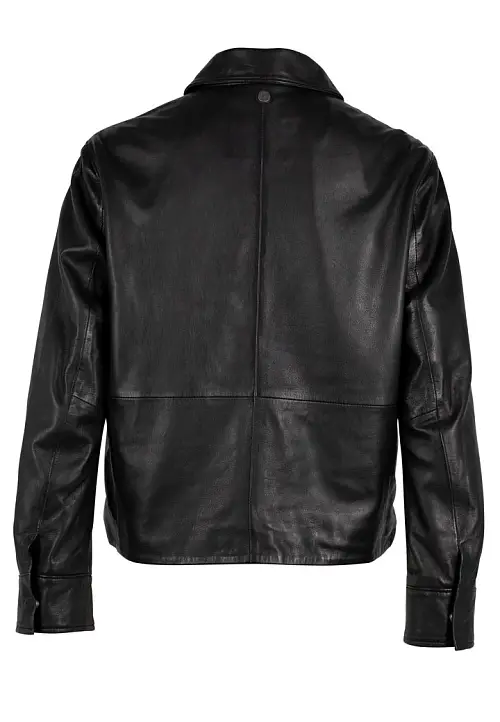 Krátká kožená bunda s límcem GWElfi Black