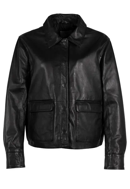 Krátká kožená bunda s límcem GWElfi Black