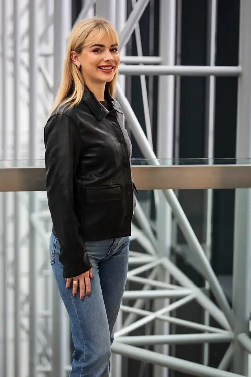 Krátká kožená bunda s límcem GWElfi Black