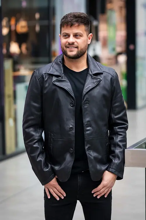 Černé kožené sako DMJaryk DB