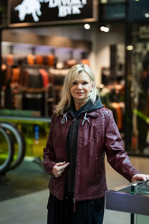 Červená kožená bunda s kapucí SKERRY DB, velké velikosti