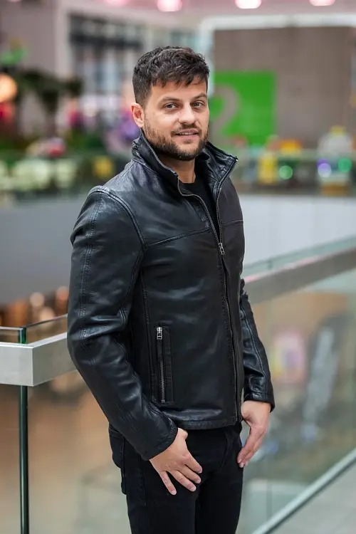 Černá kožená pánská bunda GMWaino