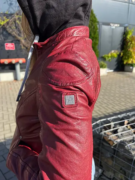 Červená kožená bunda s kapucí GWAlice DB