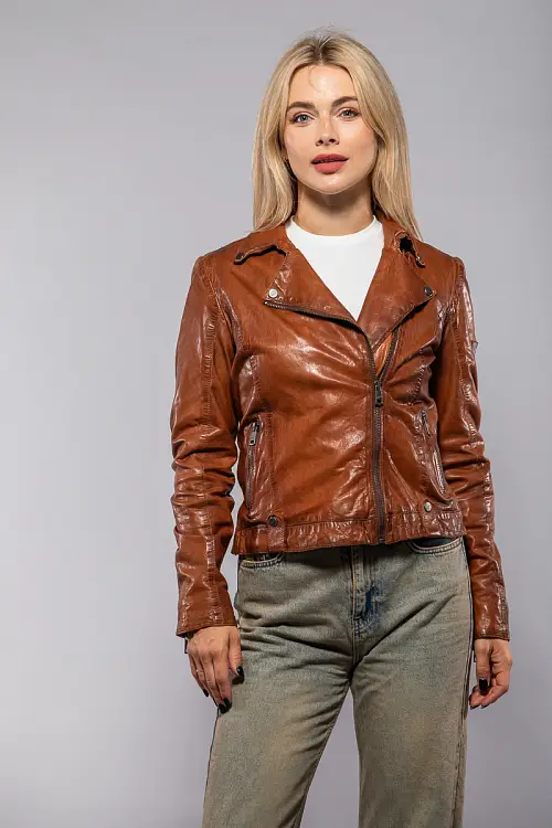 Dámský cognac kožený křivák