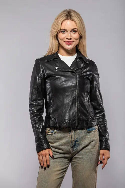 Černý kožený dámský křivák